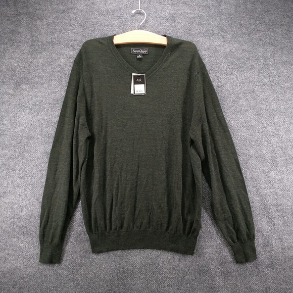 Kenneth Roberts Platinum Men's Pullover V-Neck Knit Sweater Green Medium W/Tags - Picture 2 of 11